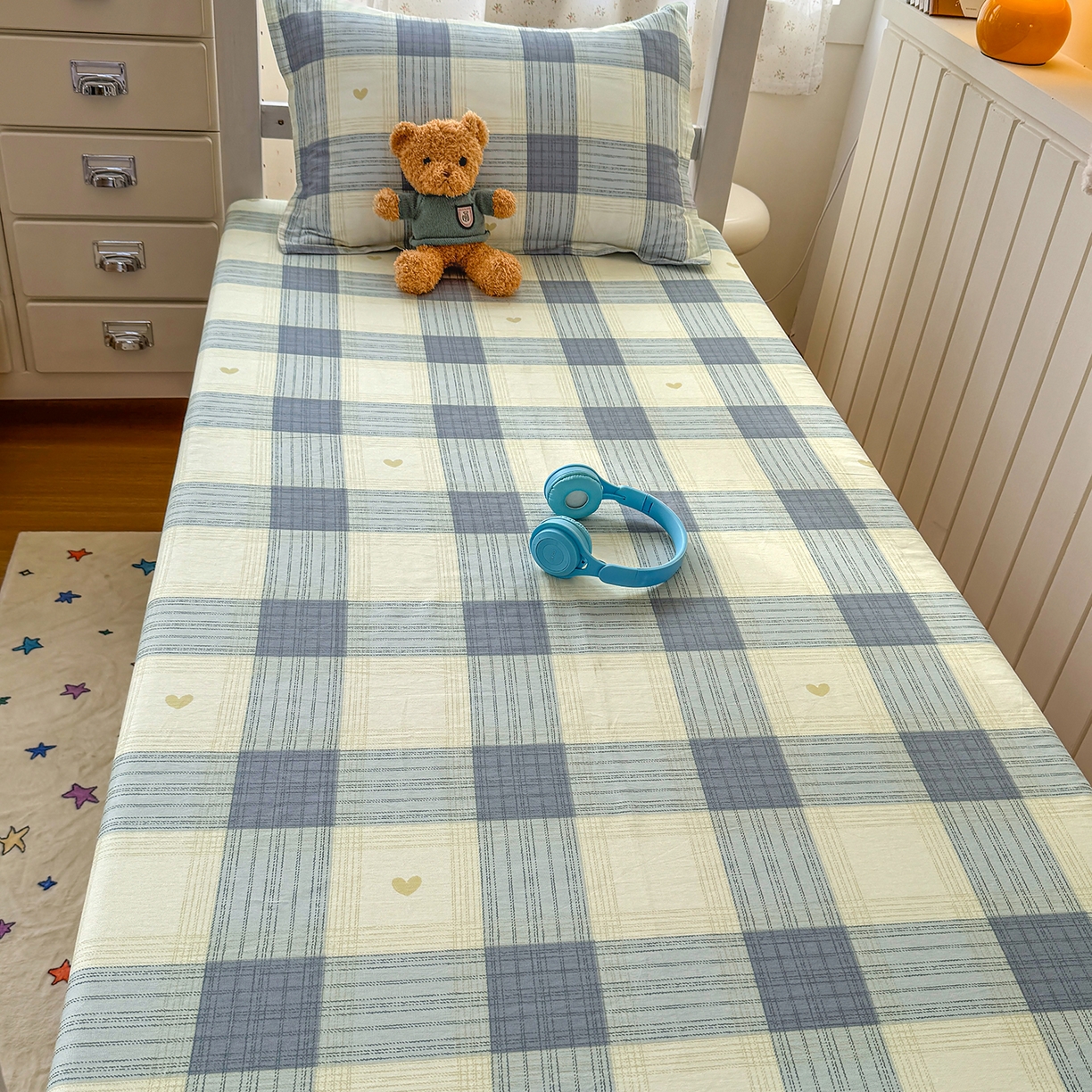 91家纺网 家纺一手货源 找家纺 尚帛 2026新款全棉品质喷气印花爆款四件套 多规格套件 单品系列-学生款单床笠 初心-灰