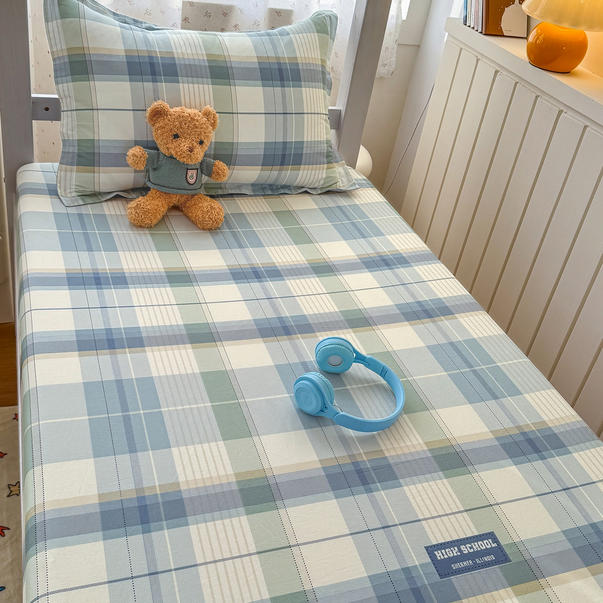 91家纺网 家纺一手货源 找家纺 尚帛 2026新款全棉品质喷气印花爆款四件套 多规格套件 单品系列-学生款单床笠 格兰德-蓝