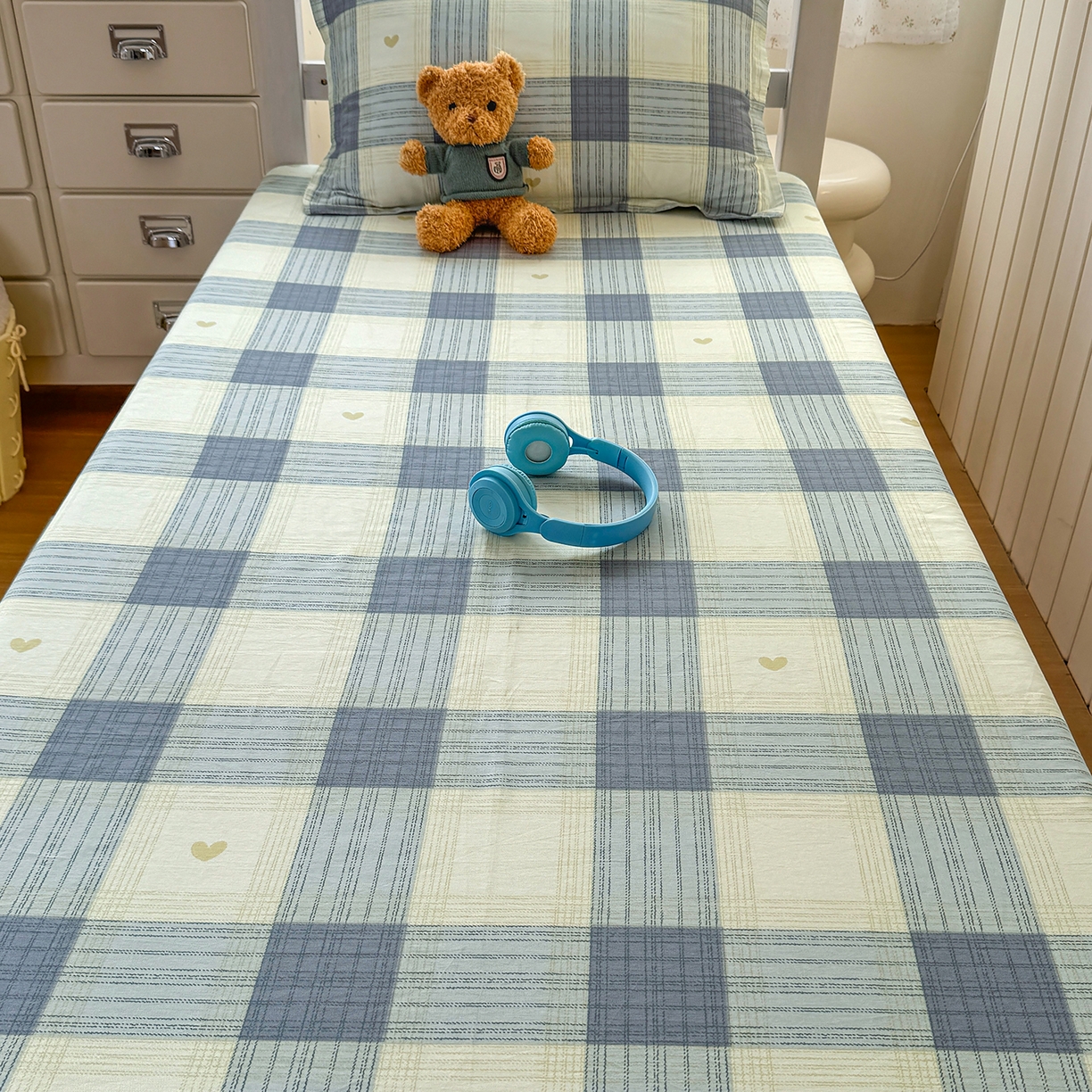 91家纺网 家纺一手货源 找家纺 尚帛 2026新款全棉品质喷气印花爆款四件套 多规格套件 单品系列-学生款单床笠 初心-灰