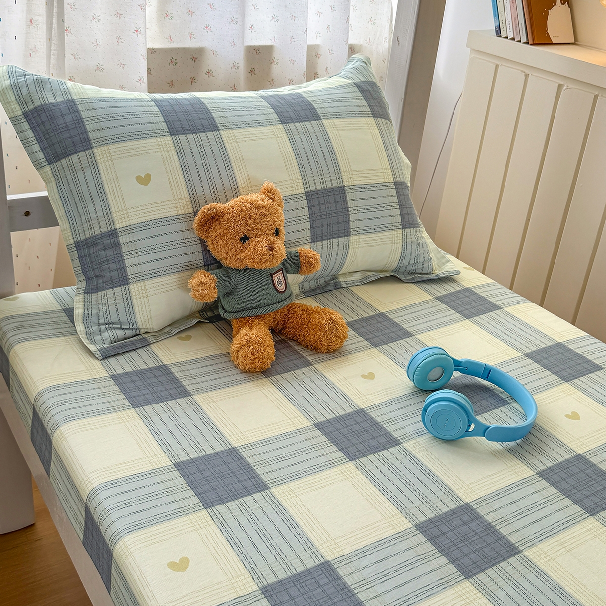 91家纺网 家纺一手货源 找家纺 尚帛 2026新款全棉品质喷气印花爆款四件套 多规格套件 单品系列-学生款单床笠 初心-灰