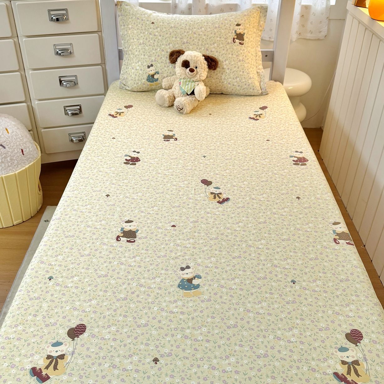 91家纺网 家纺一手货源 找家纺 尚帛 2026新款全棉品质喷气印花爆款四件套 多规格套件 单品系列-学生款单床笠 碎花学院