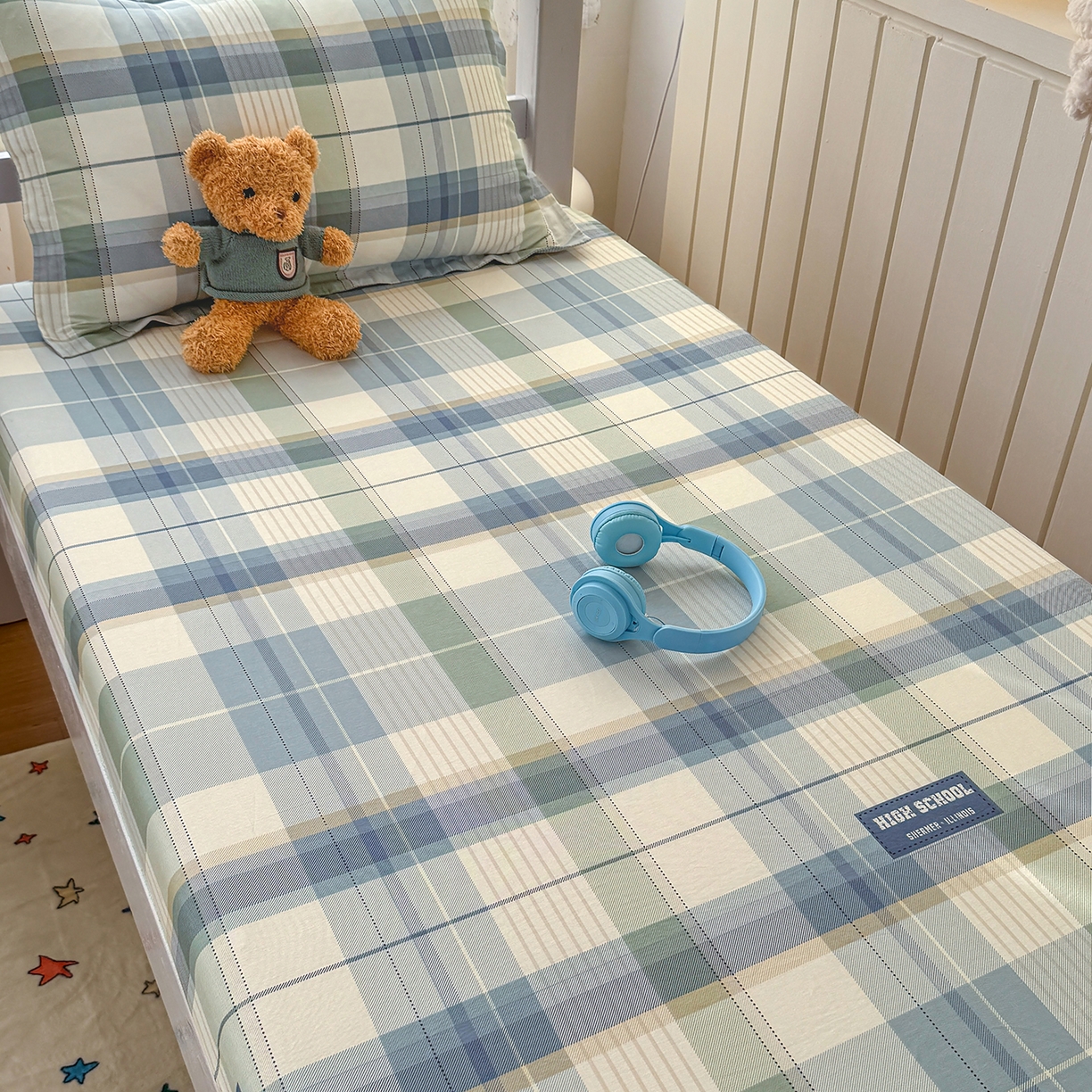 91家纺网 家纺一手货源 找家纺 尚帛 2026新款全棉品质喷气印花爆款四件套 多规格套件 单品系列-学生款单床笠 格兰德-蓝