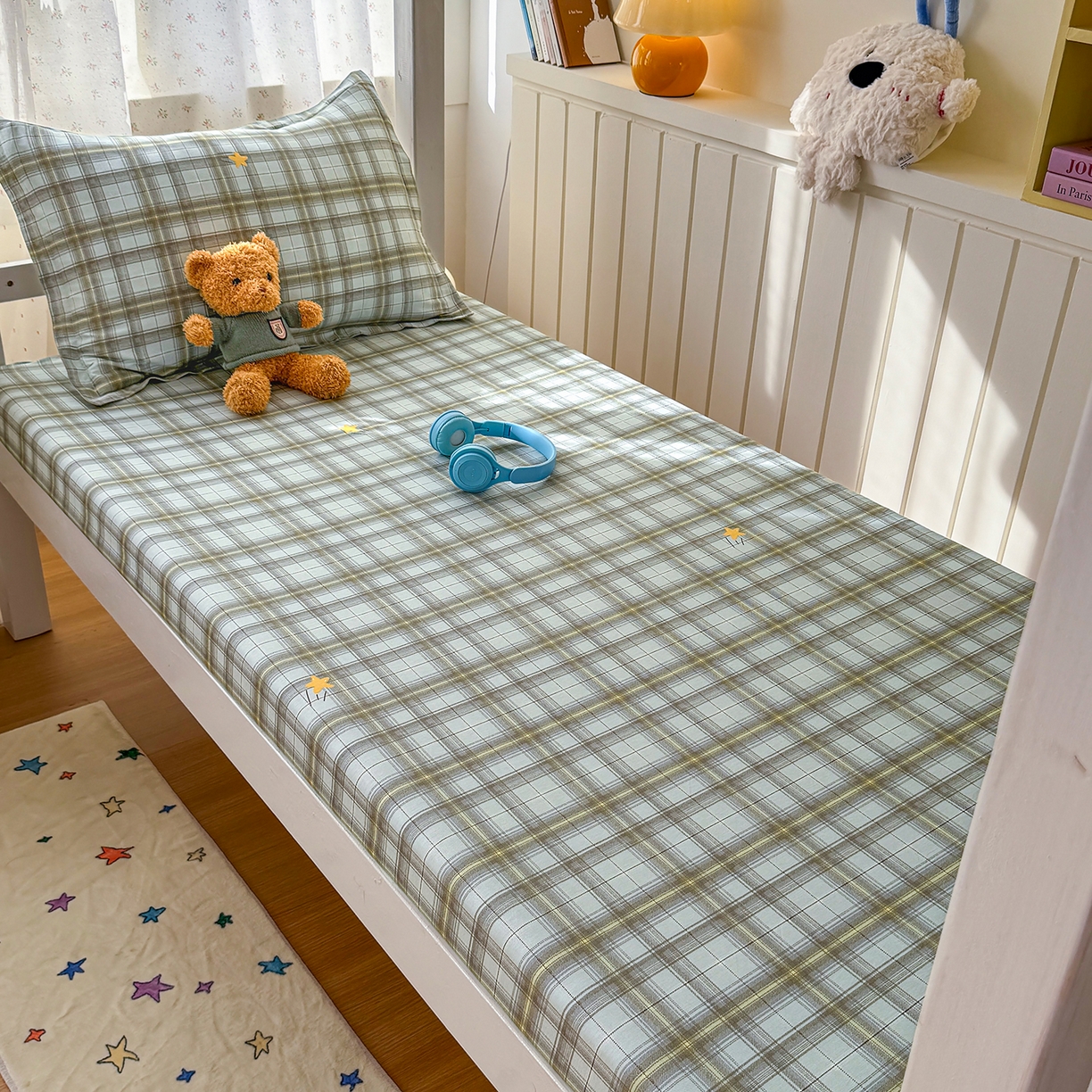 91家纺网 家纺一手货源 找家纺 尚帛 2026新款全棉品质喷气印花爆款四件套 多规格套件 单品系列-学生款单床笠 闪耀的星