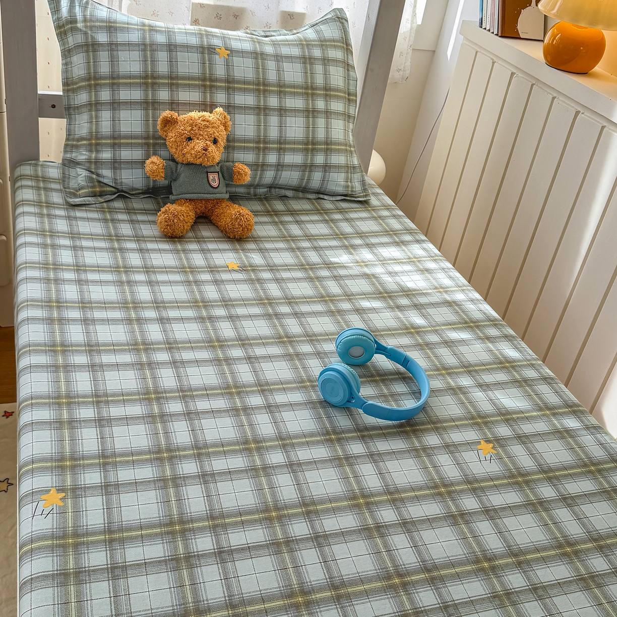 91家纺网 家纺一手货源 找家纺 尚帛 2026新款全棉品质喷气印花爆款四件套 多规格套件 单品系列-学生款单床笠 闪耀的星