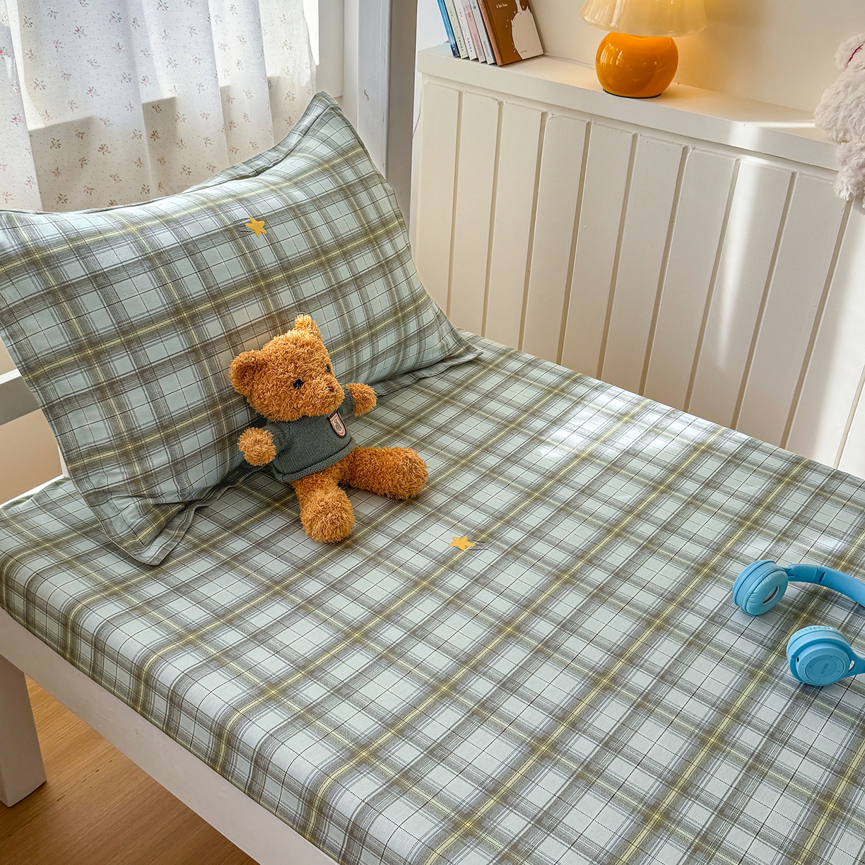 91家纺网 家纺一手货源 找家纺 尚帛 2026新款全棉品质喷气印花爆款四件套 多规格套件 单品系列-学生款单床笠 闪耀的星