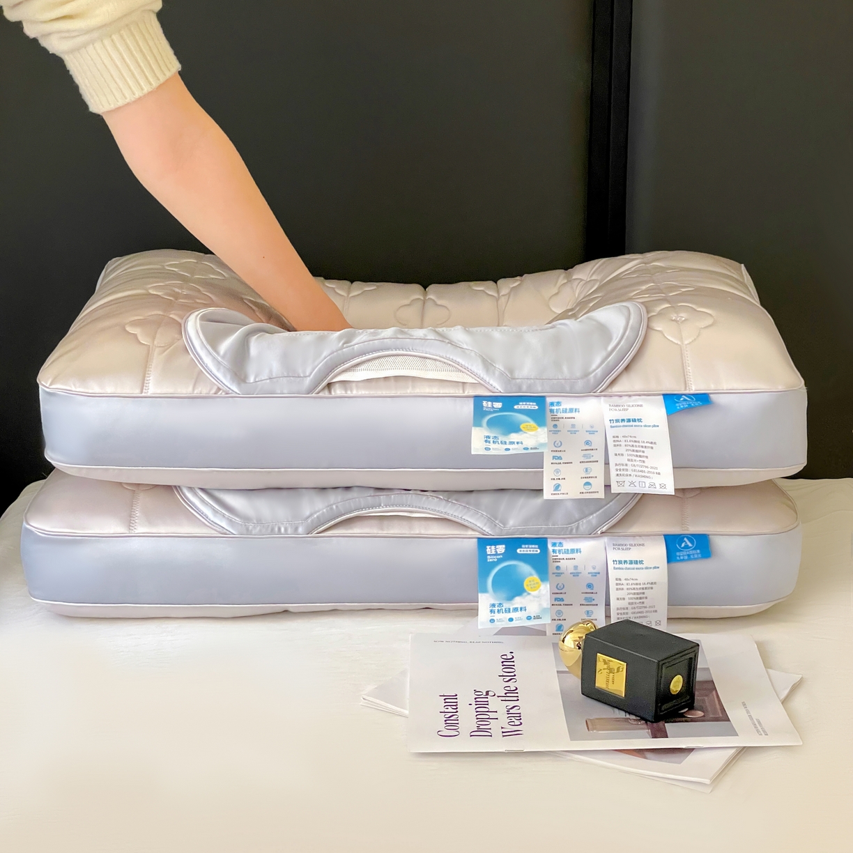 91家纺网 家纺一手货源 找家纺 （总）她喜爱枕芯 2026新款竹炭养源硅枕枕头枕芯