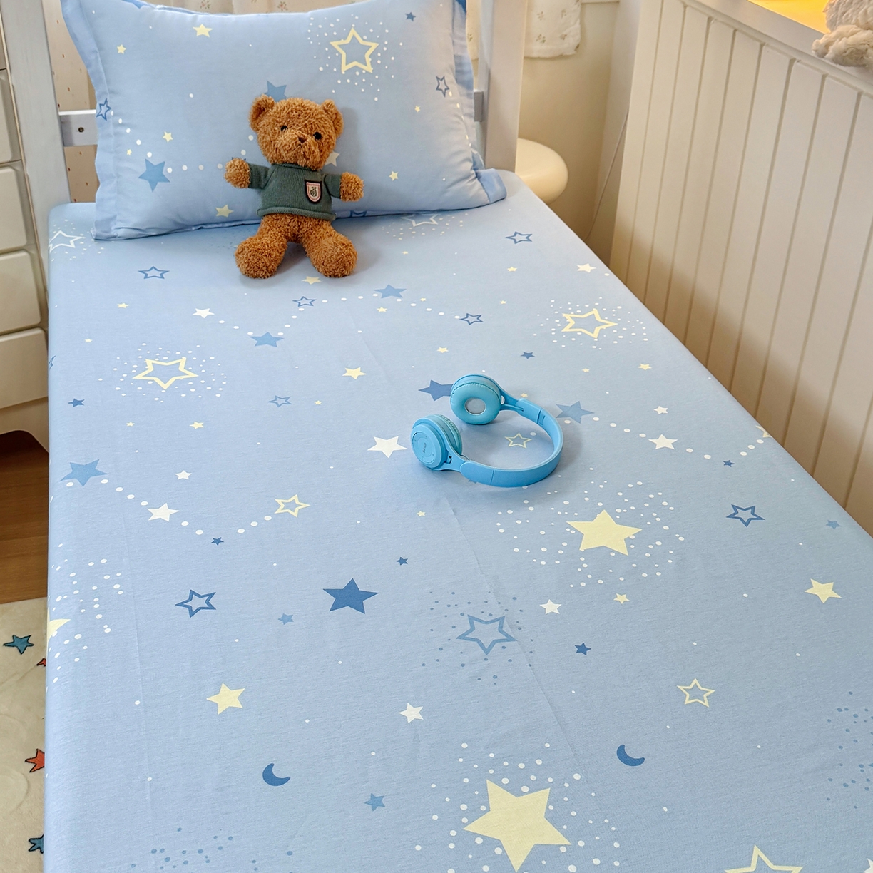 91家纺网 家纺一手货源 找家纺 尚帛 2026新款全棉品质喷气印花爆款四件套 多规格套件 单品系列-学生款单床笠 五星集