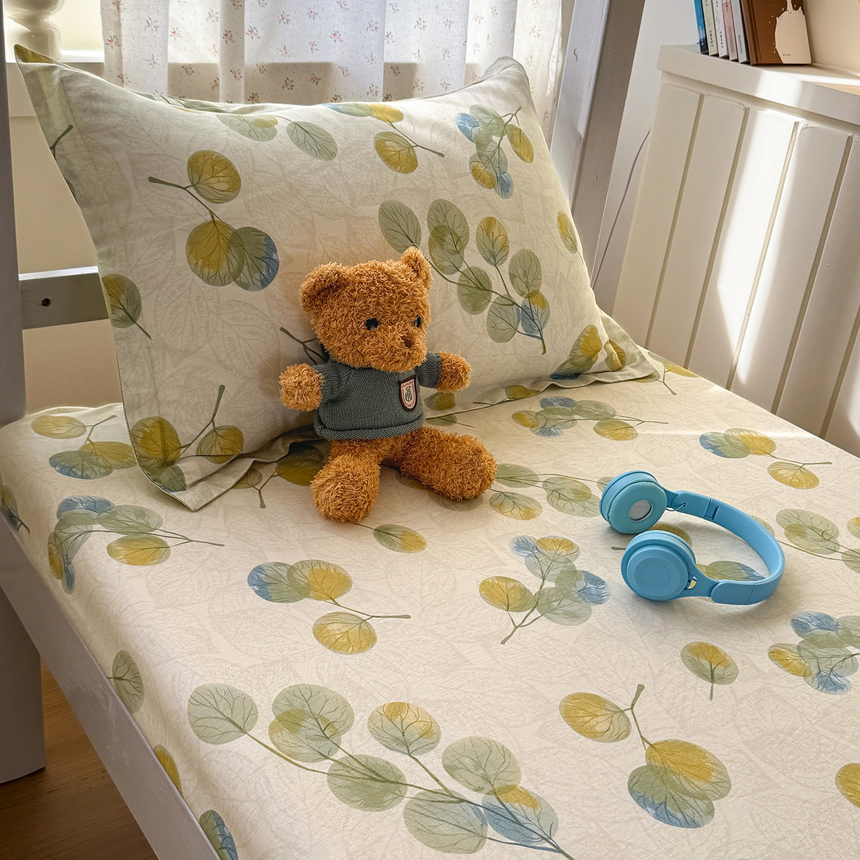 91家纺网 家纺一手货源 找家纺 尚帛 2026新款全棉品质喷气印花爆款四件套 多规格套件 单品系列-学生款单床笠 秋飘铃