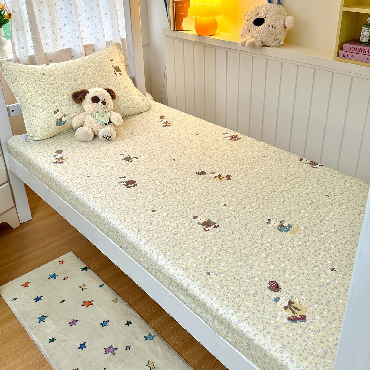 91家纺网 家纺一手货源 找家纺 尚帛 2026新款全棉品质喷气印花爆款四件套 多规格套件 单品系列-学生款单床笠 碎花学院