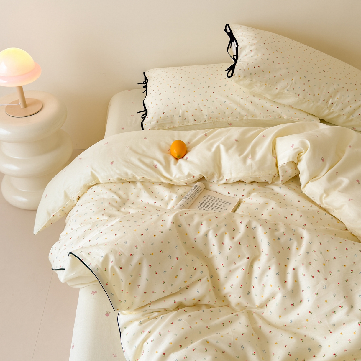 91家纺网 家纺一手货源 找家纺 （总）乐童家纺 2026新款嵌绳蝴蝶结丝带工艺款小红色热推四件套