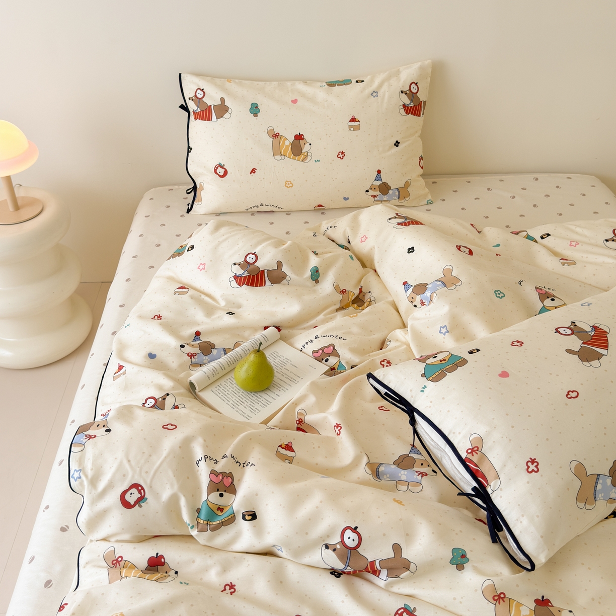 91家纺网 家纺一手货源 找家纺 （总）乐童家纺 2026新款嵌绳蝴蝶结丝带工艺款小红色热推四件套