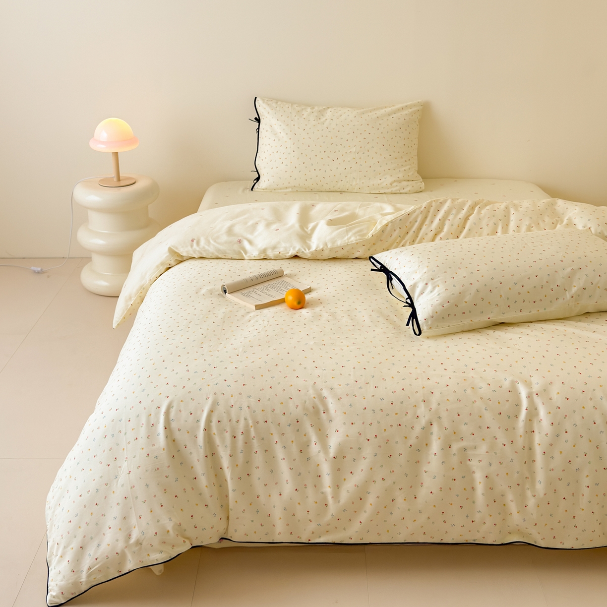 91家纺网 家纺一手货源 找家纺 （总）乐童家纺 2026新款嵌绳蝴蝶结丝带工艺款小红色热推四件套