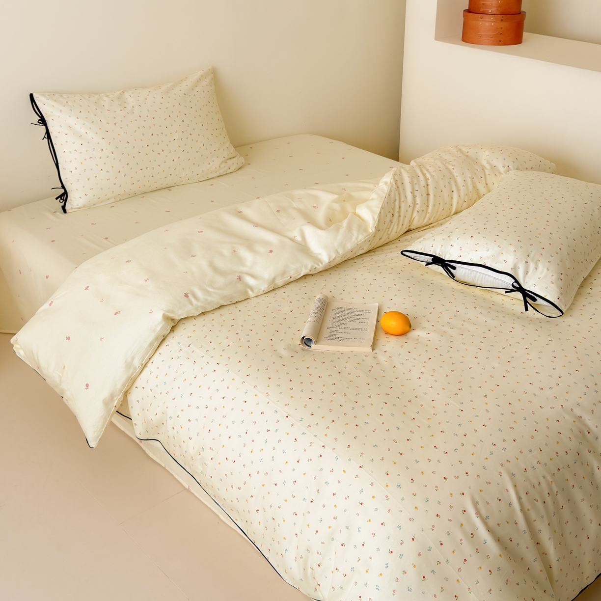 91家纺网 家纺一手货源 找家纺 （总）乐童家纺 2026新款嵌绳蝴蝶结丝带工艺款小红色热推四件套