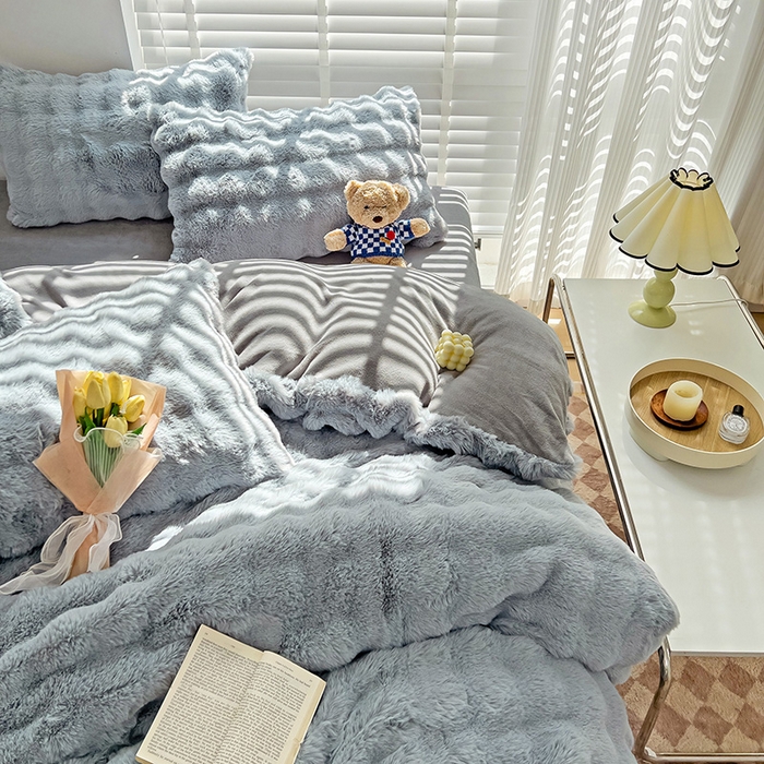 91家纺网 家纺一手货源 找家纺 (汇总) 诺梵 2025新款纯色七彩兔兔绒兔毛绒四件套