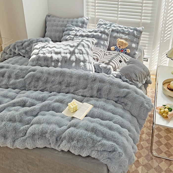 91家纺网 家纺一手货源 找家纺 (汇总) 诺梵 2025新款纯色七彩兔兔绒兔毛绒四件套