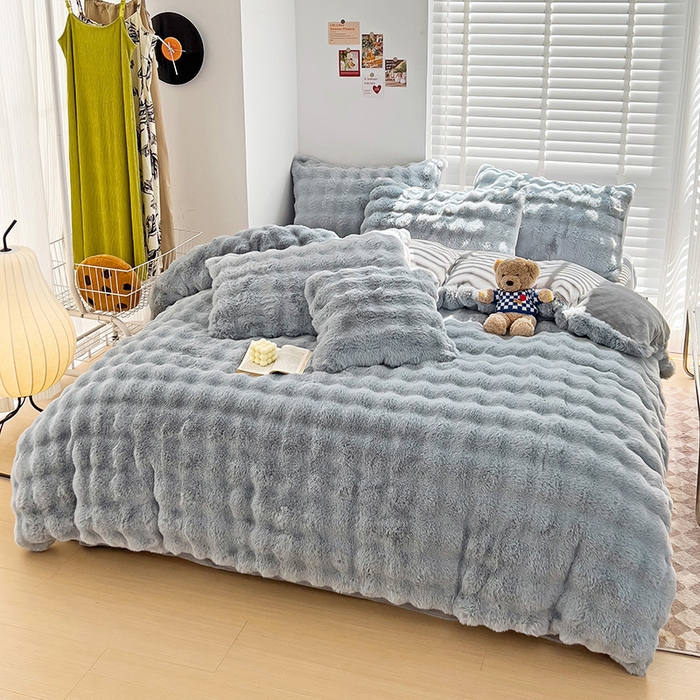 91家纺网 家纺一手货源 找家纺  诺梵家纺 2025新款母婴级有氧双层纱纯棉印花四件套 奶油小狗