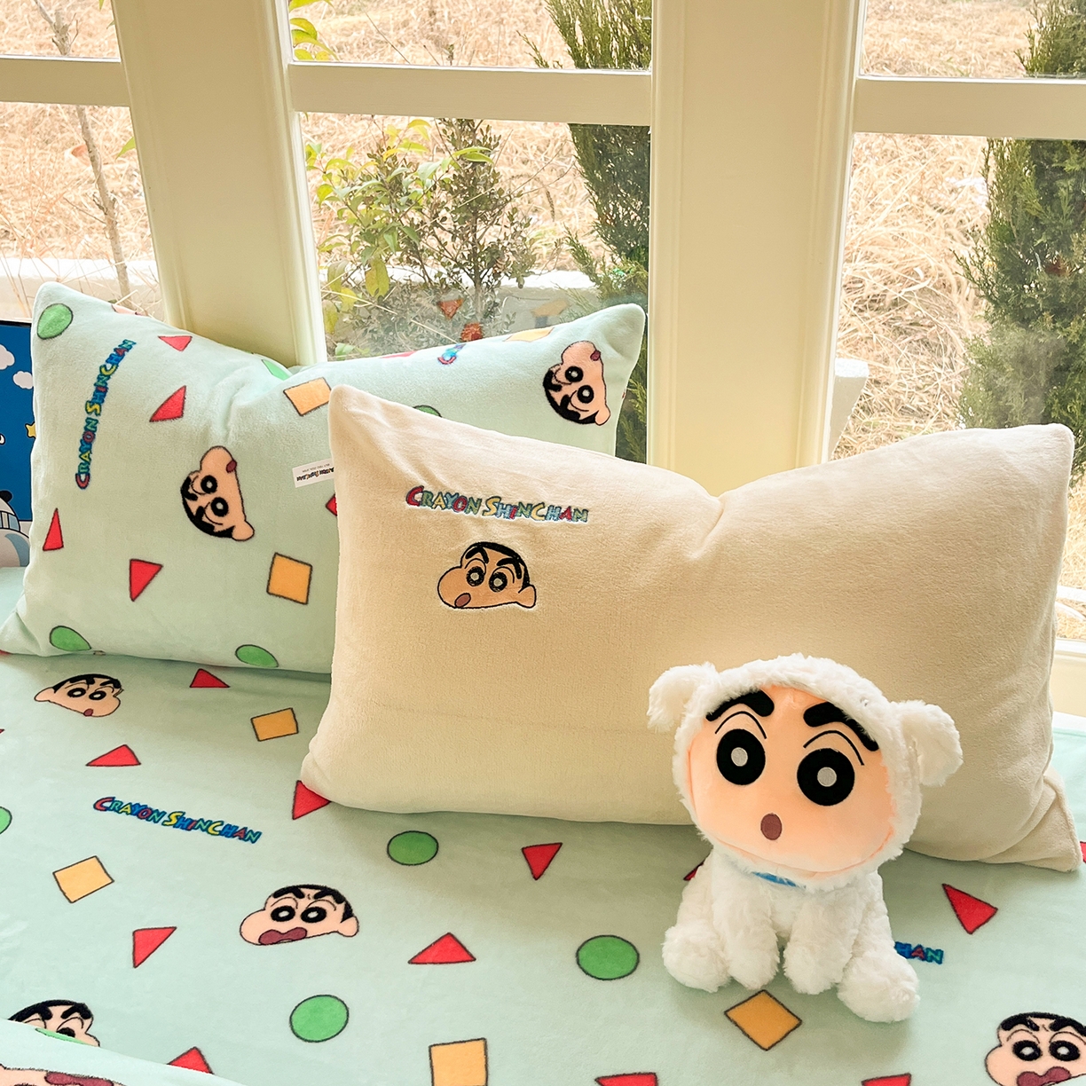 91家纺网 家纺一手货源 找家纺 （总）桃子家居 2026新款A类蜡笔小新授权兔毛贴布绣毛巾绣印加绣卡通加厚牛奶绒系列四件套