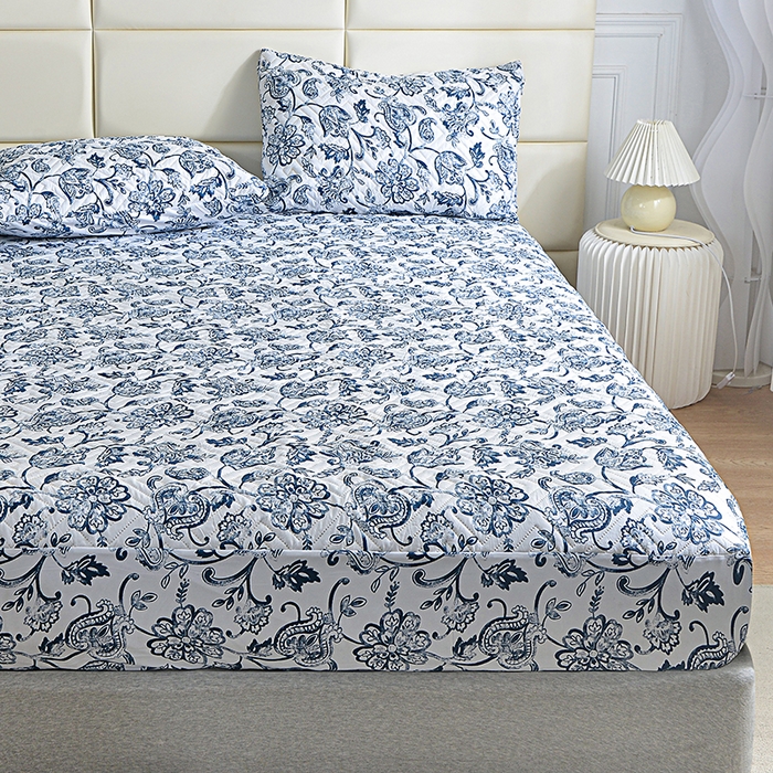 91家纺网 家纺一手货源 找家纺 （总）柏钧家纺 2026新品外贸亚马逊豹纹防水夹棉床笠电商速卖通床罩可定制尺寸回字格系列