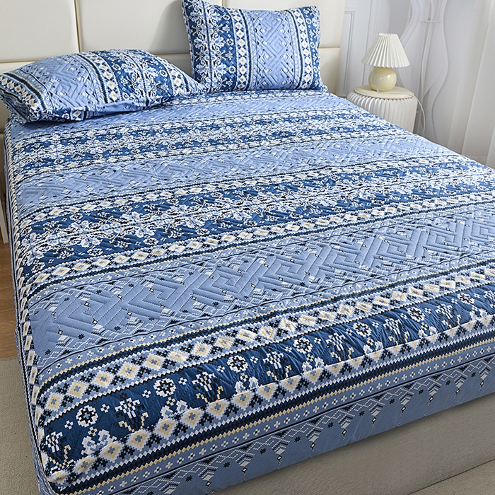 91家纺网 家纺一手货源 找家纺 （总）柏钧家纺 2026新品外贸亚马逊豹纹防水夹棉床笠电商速卖通床罩可定制尺寸回字格系列