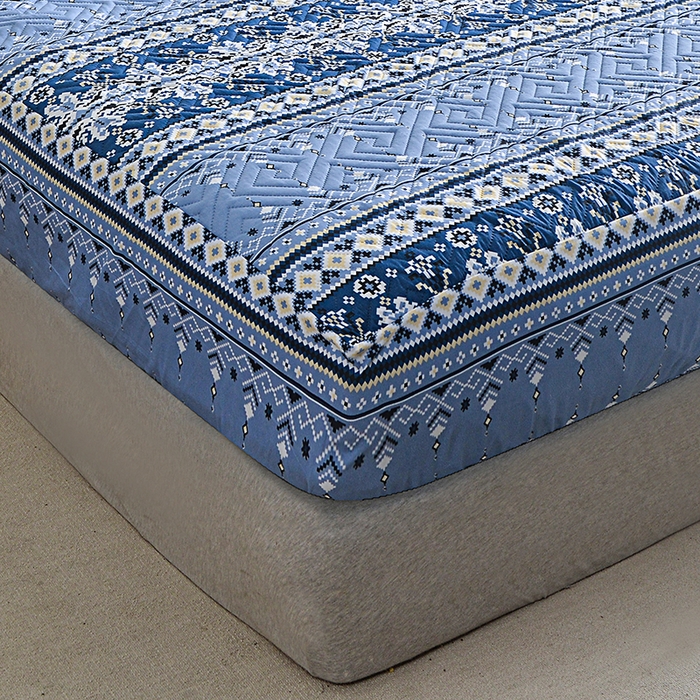 91家纺网 家纺一手货源 找家纺 柏钧家纺 2026新品外贸亚马逊豹纹防水夹棉床笠电商速卖通床罩可定制尺寸回字格系列 斯特兰