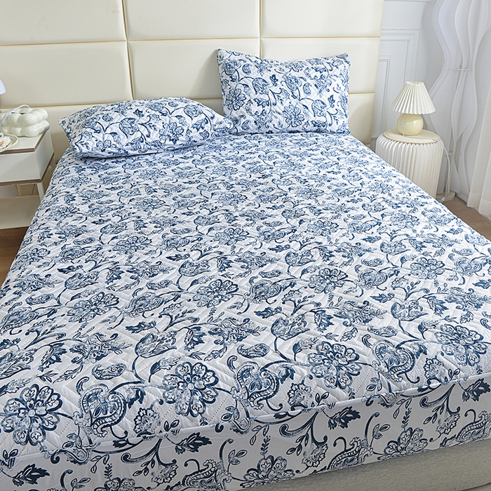 柏钧家纺 2026新品外贸亚马逊豹纹防水夹棉床笠电商速卖通床罩可定制尺寸回字格系列 东离