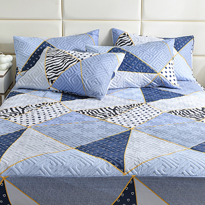 91家纺网 家纺一手货源 找家纺 柏钧家纺 2026新品外贸亚马逊豹纹防水夹棉床笠电商速卖通床罩可定制尺寸回字格系列 格韵情调