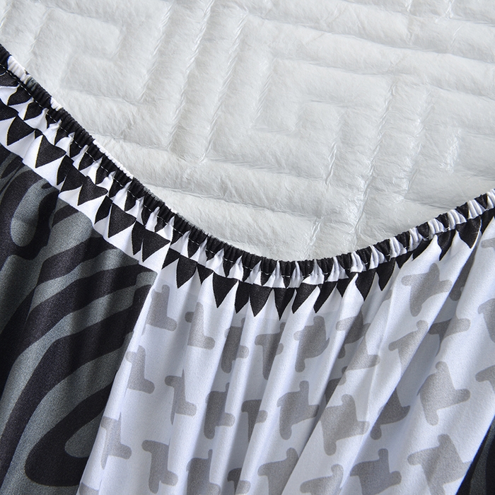 91家纺网 家纺一手货源 找家纺 柏钧家纺 2026新品外贸亚马逊豹纹防水夹棉床笠电商速卖通床罩可定制尺寸回字格系列 米亚