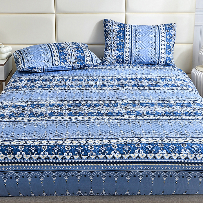 91家纺网 家纺一手货源 找家纺 柏钧家纺 2026新品外贸亚马逊豹纹防水夹棉床笠电商速卖通床罩可定制尺寸回字格系列 斯特兰