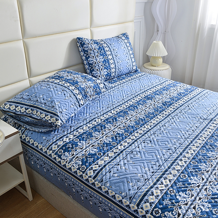 91家纺网 家纺一手货源 找家纺 柏钧家纺 2026新品外贸亚马逊豹纹防水夹棉床笠电商速卖通床罩可定制尺寸回字格系列 斯特兰