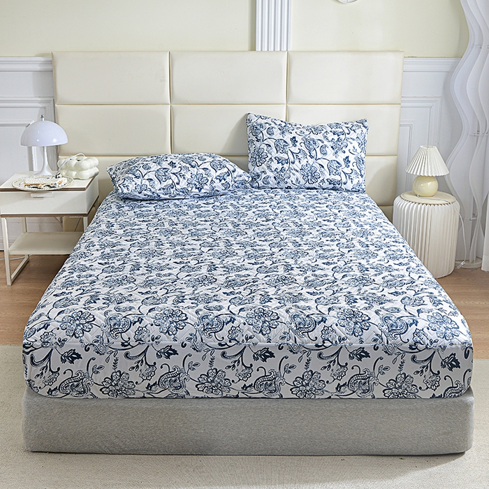 91家纺网 家纺一手货源 找家纺 柏钧家纺 2026新品外贸亚马逊豹纹防水夹棉床笠电商速卖通床罩可定制尺寸回字格系列 东离