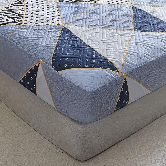 91家纺网 家纺一手货源 找家纺 柏钧家纺 2026新品外贸亚马逊豹纹防水夹棉床笠电商速卖通床罩可定制尺寸回字格系列 格韵情调