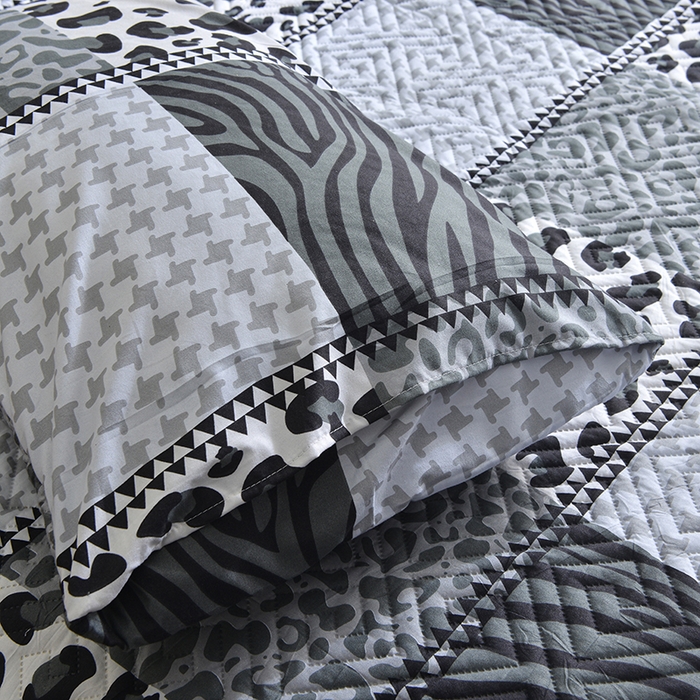 91家纺网 家纺一手货源 找家纺 柏钧家纺 2026新品外贸亚马逊豹纹防水夹棉床笠电商速卖通床罩可定制尺寸回字格系列 米亚