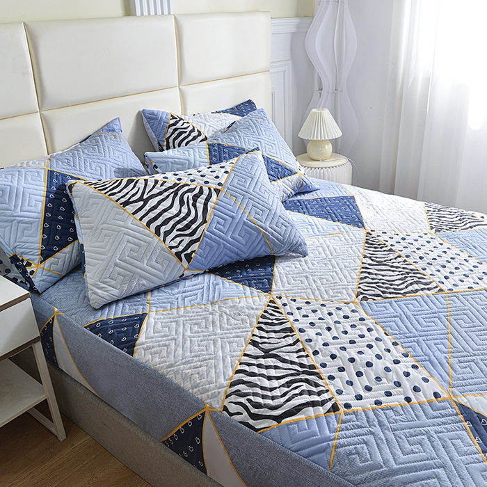 91家纺网 家纺一手货源 找家纺 柏钧家纺 2026新品外贸亚马逊豹纹防水夹棉床笠电商速卖通床罩可定制尺寸回字格系列 格韵情调