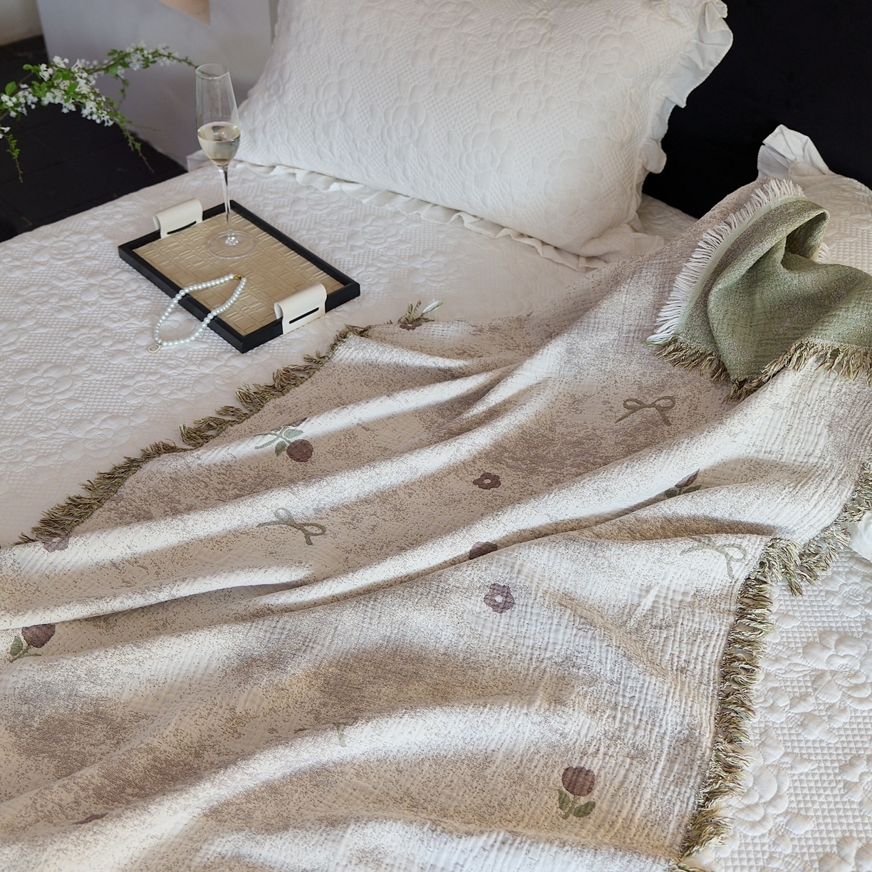 91家纺网 家纺一手货源 找家纺 （总）沐瑟家纺 2025新款流苏披肩毯毛毯毯子