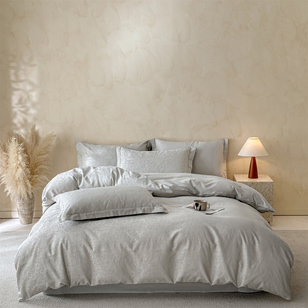 91家纺网 家纺一手货源 找家纺 笙意家纺 2026新款A版60S亮面提花B版13372全棉四件套 米萝-绿