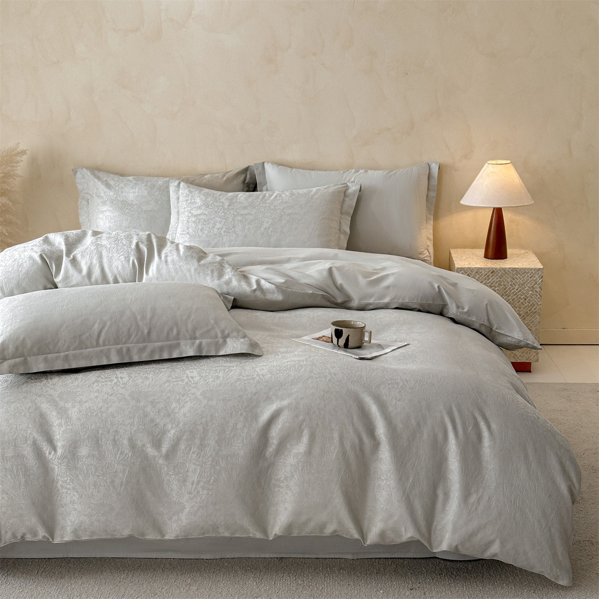 91家纺网 家纺一手货源 找家纺 笙意家纺 2026新款A版60S亮面提花B版13372全棉四件套 米萝-绿