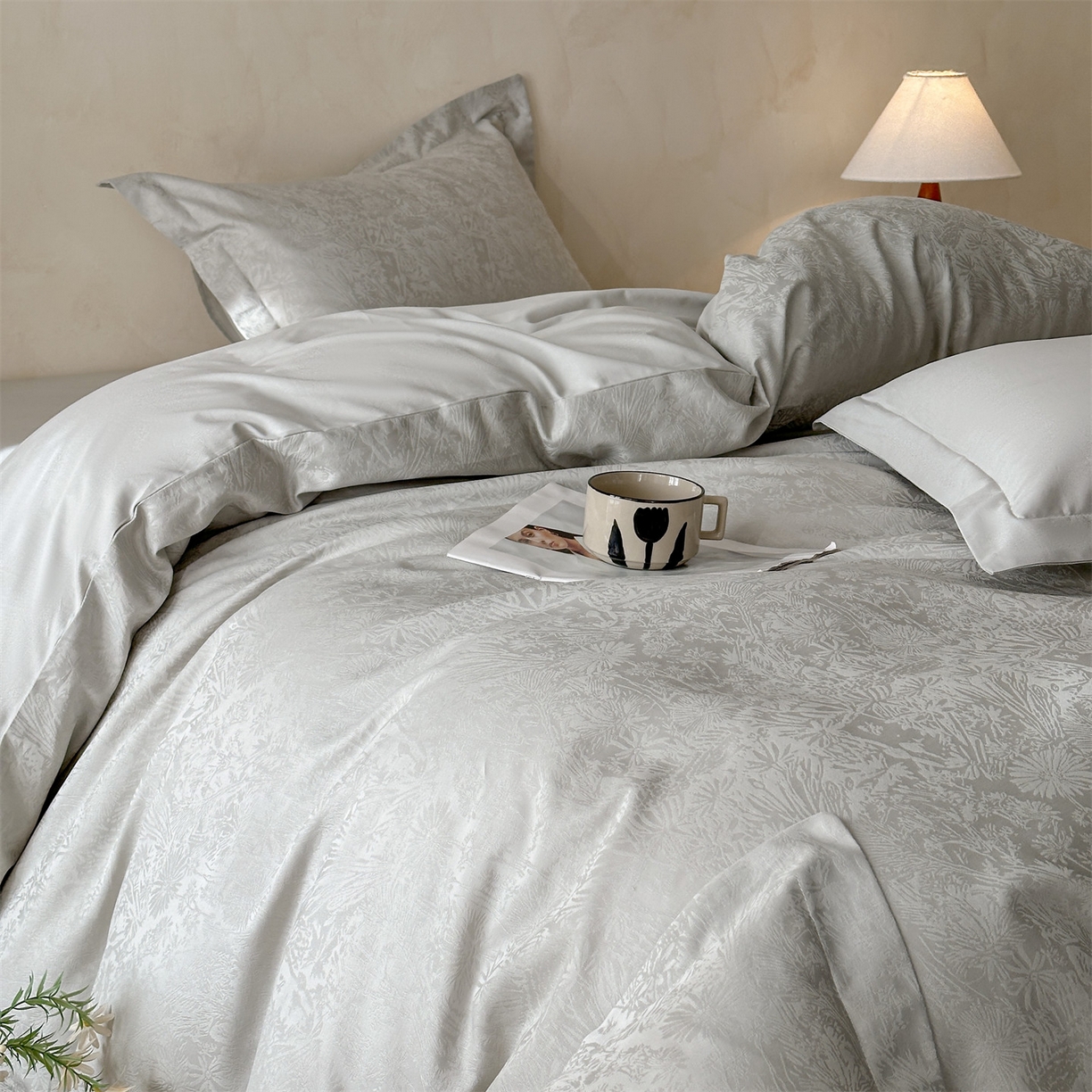 91家纺网 家纺一手货源 找家纺 笙意家纺 2026新款A版60S亮面提花B版13372全棉四件套 米萝-绿