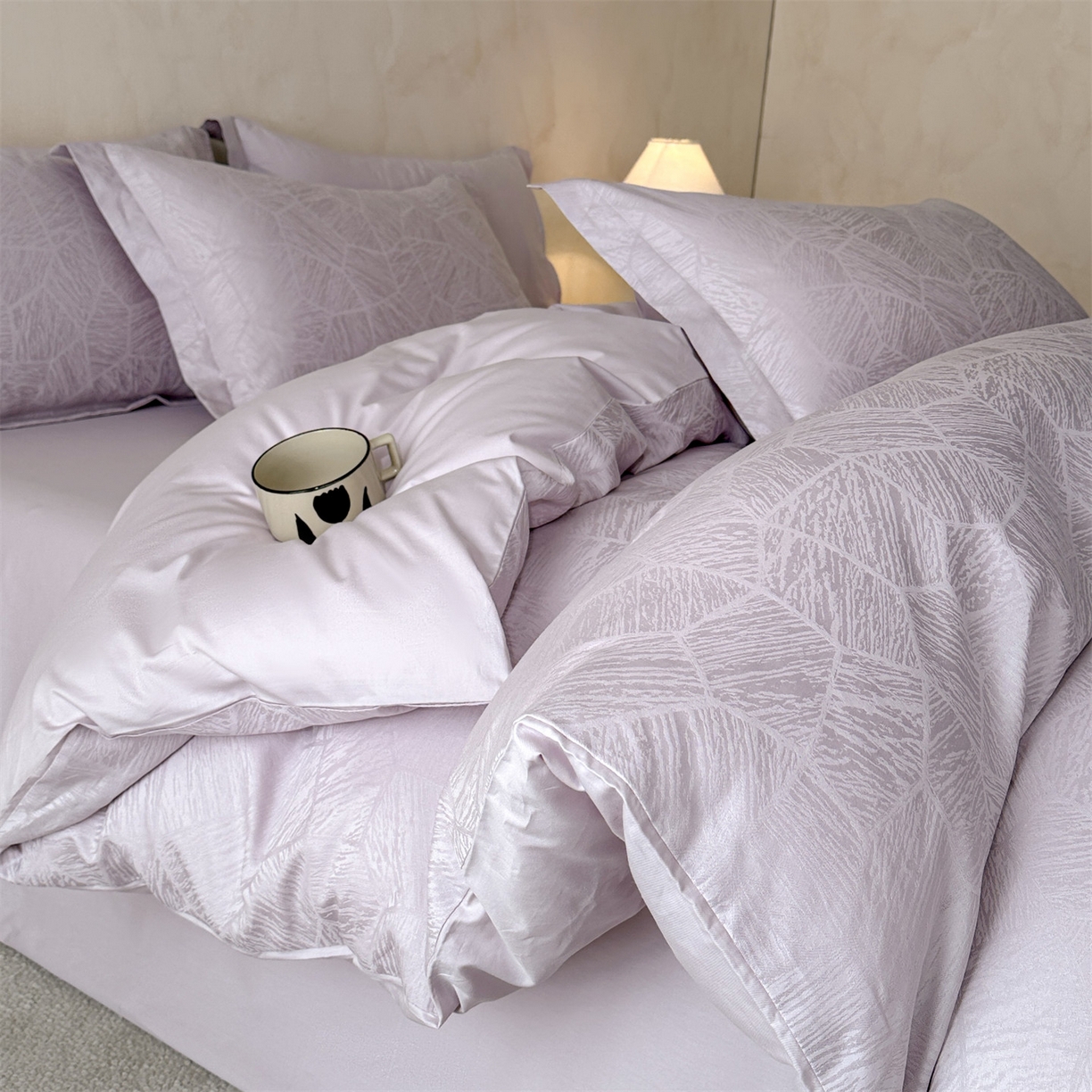 笙意家纺 2026新款A版60S亮面提花B版13372全棉四件套 夏梦-紫