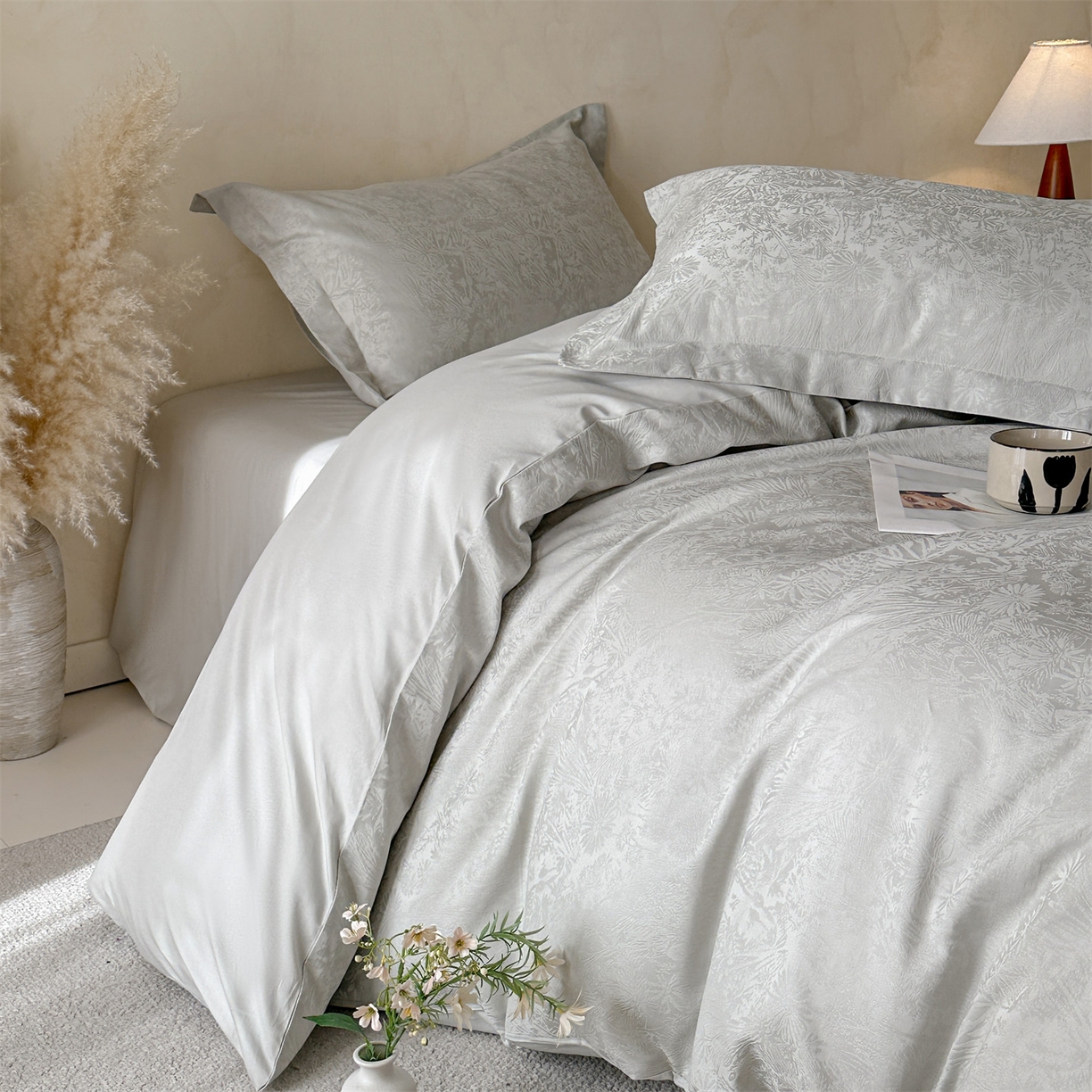 91家纺网 家纺一手货源 找家纺 笙意家纺 2026新款A版60S亮面提花B版13372全棉四件套 米萝-绿