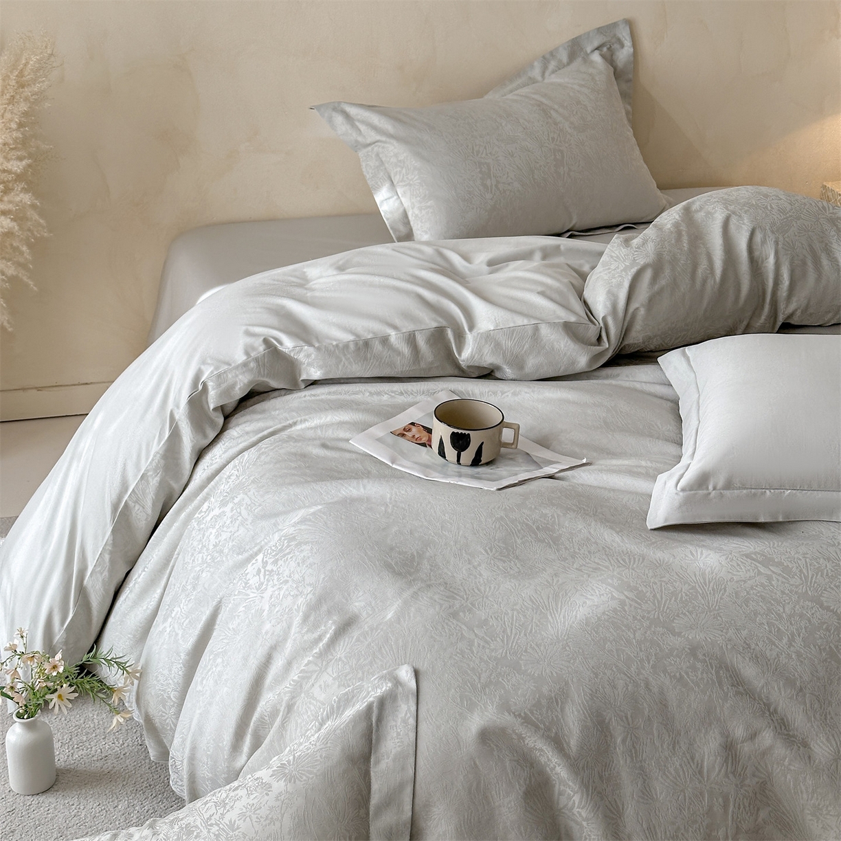 91家纺网 家纺一手货源 找家纺 笙意家纺 2026新款A版60S亮面提花B版13372全棉四件套 米萝-绿