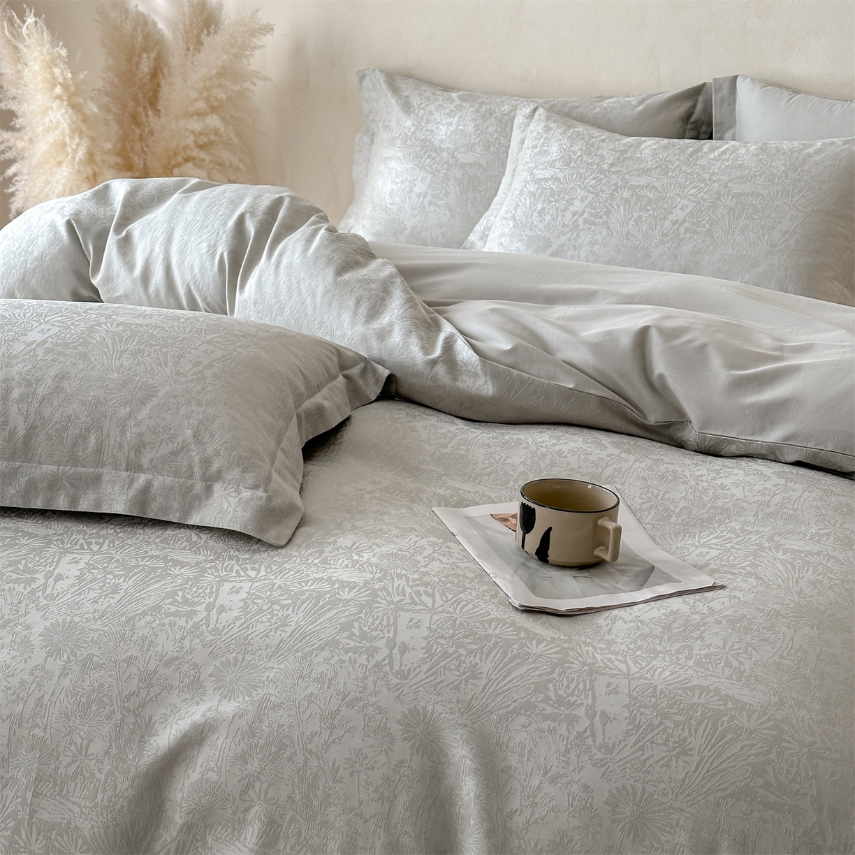 91家纺网 家纺一手货源 找家纺 笙意家纺 2026新款A版60S亮面提花B版13372全棉四件套 米萝-绿