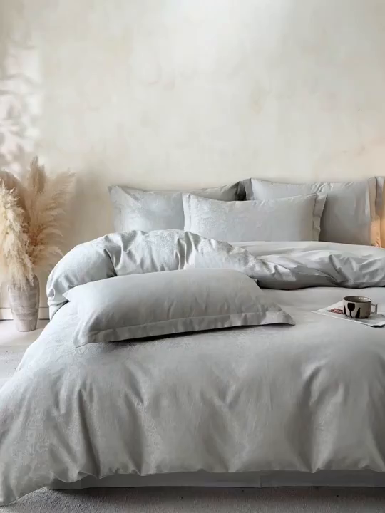 91家纺网 家纺一手货源 找家纺 笙意家纺 2026新款A版60S亮面提花B版13372全棉四件套 米萝-绿