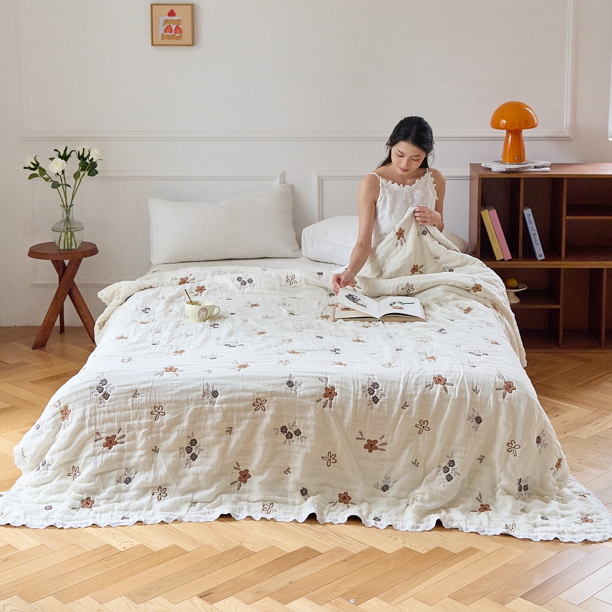 91家纺网 家纺一手货源 找家纺 （总）沐瑟家纺 2026新款A类全棉纱布泡芙被春秋被被被子被芯