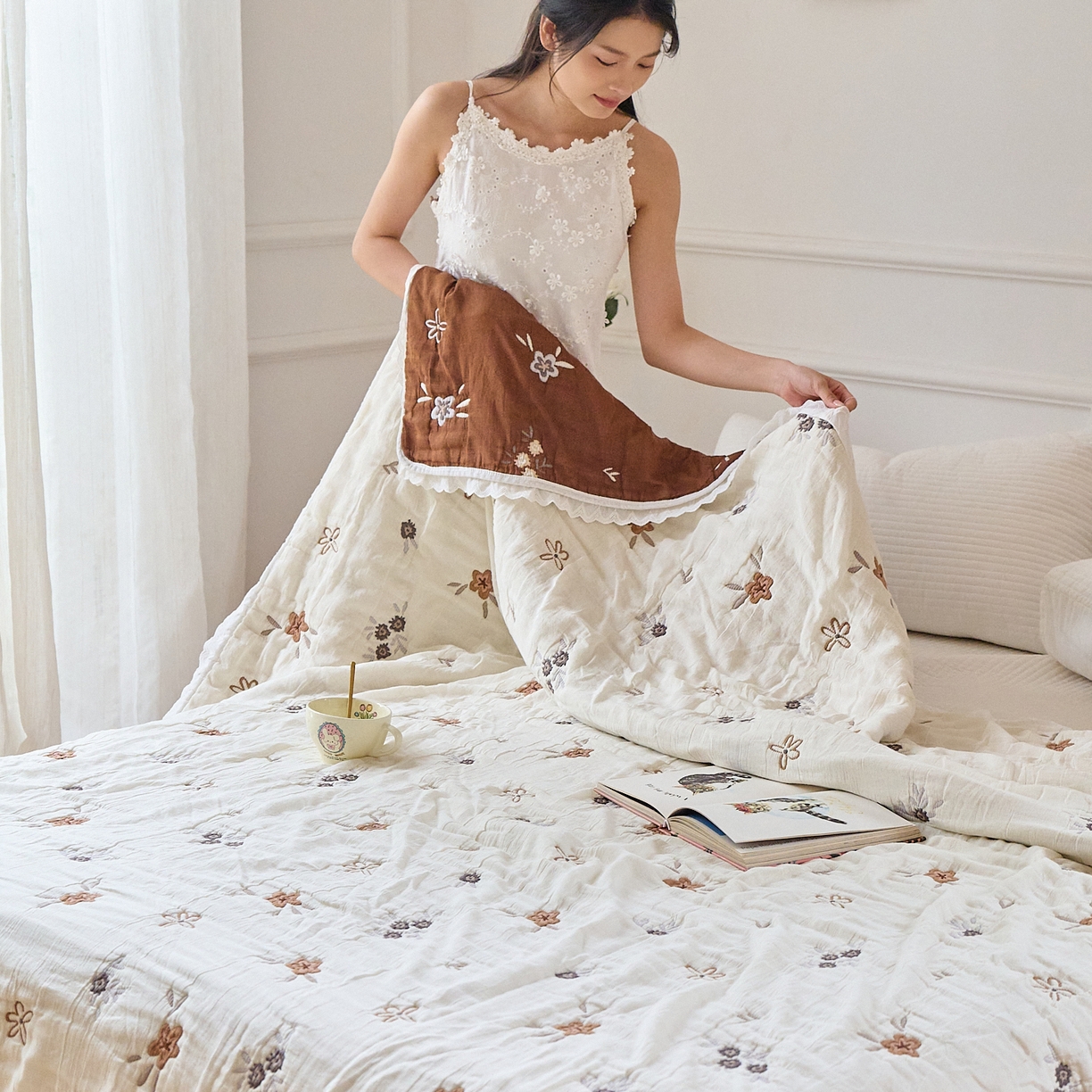 91家纺网 家纺一手货源 找家纺 （总）沐瑟家纺 2026新款A类全棉纱布泡芙被春秋被被被子被芯