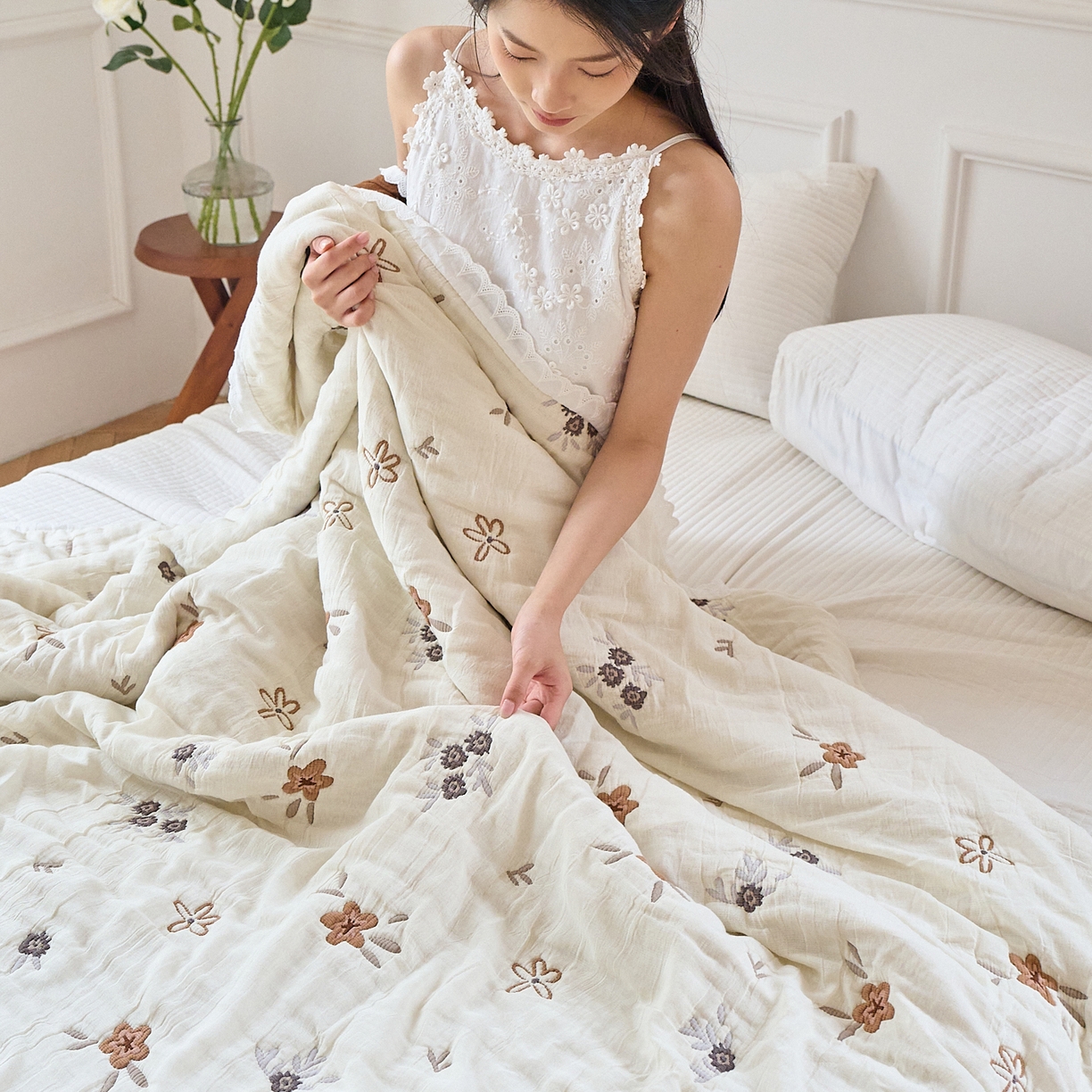 91家纺网 家纺一手货源 找家纺 （总）沐瑟家纺 2026新款A类全棉纱布泡芙被春秋被被被子被芯