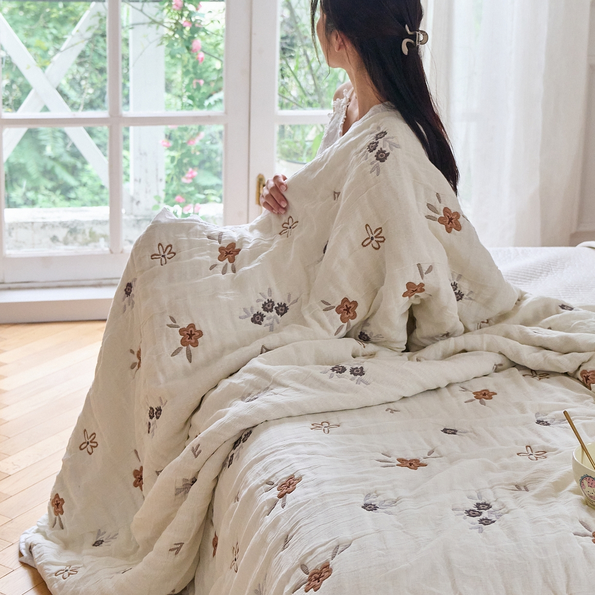 91家纺网 家纺一手货源 找家纺 （总）沐瑟家纺 2026新款A类全棉纱布泡芙被春秋被被被子被芯