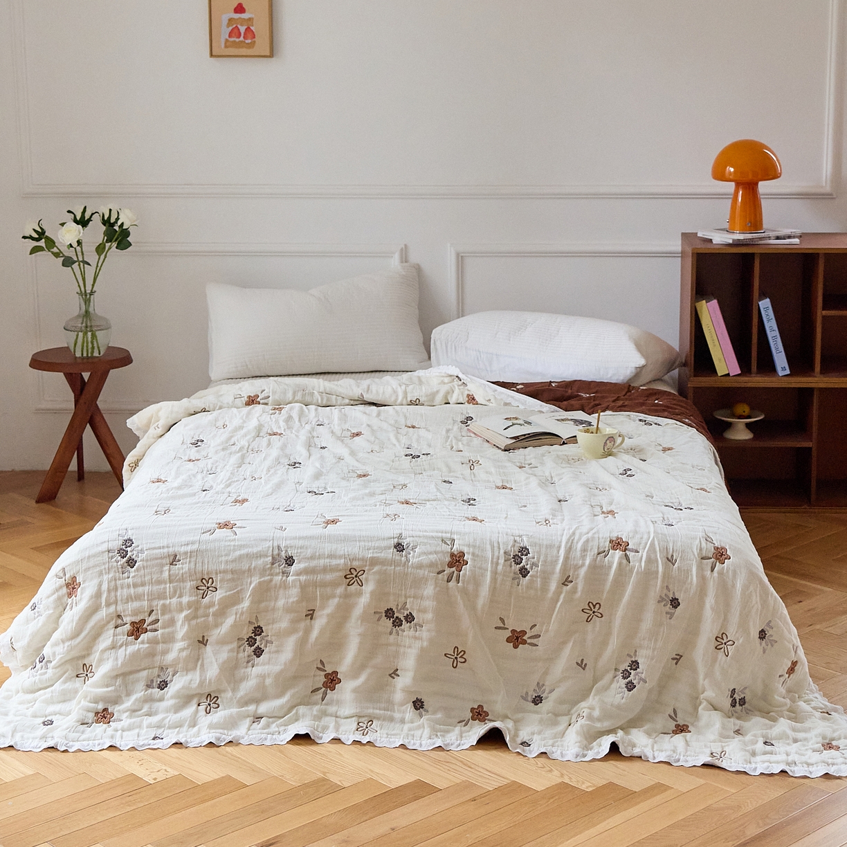 91家纺网 家纺一手货源 找家纺 沐瑟家纺 2026新款A类全棉纱布泡芙被春秋被被被子被芯 朵朵花恋