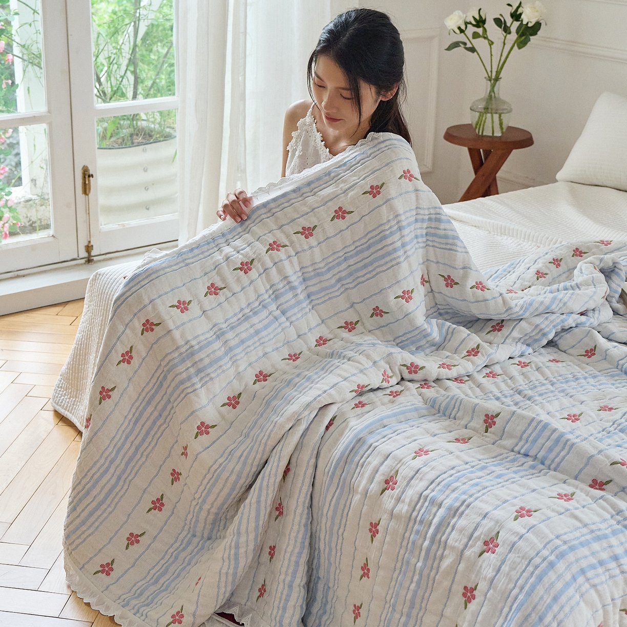 91家纺网 家纺一手货源 找家纺 沐瑟家纺 2026新款A类全棉纱布泡芙被春秋被被被子被芯 清花