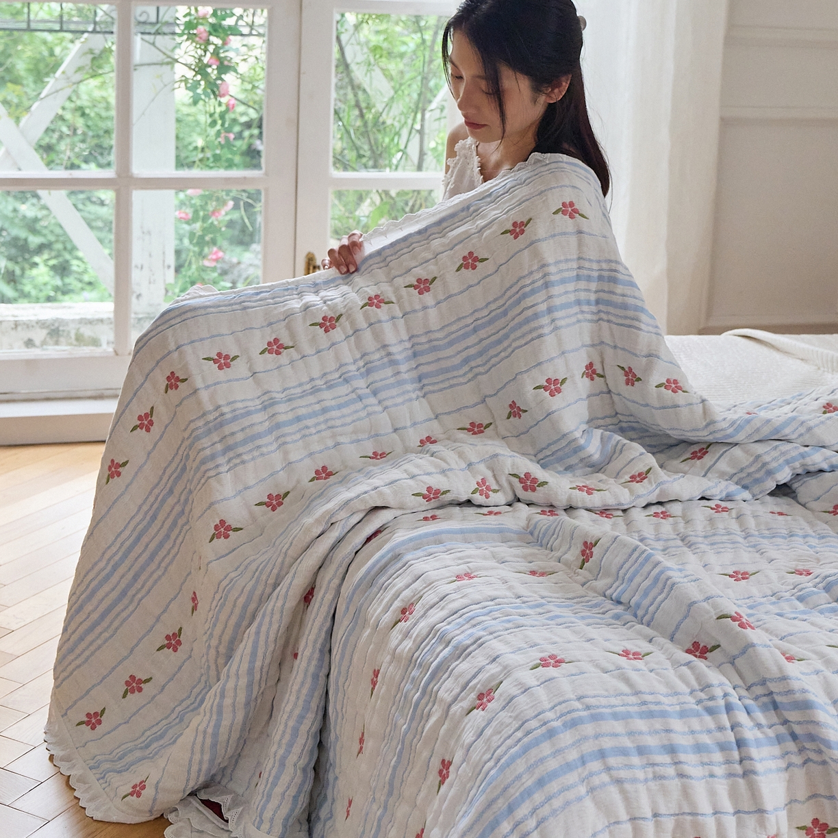 91家纺网 家纺一手货源 找家纺 沐瑟家纺 2026新款A类全棉纱布泡芙被春秋被被被子被芯 清花