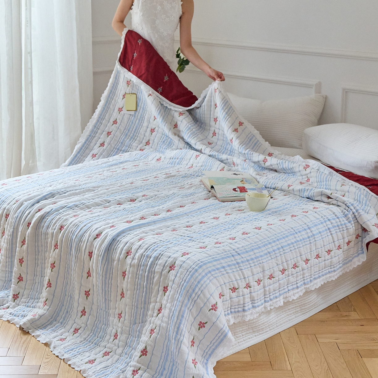 91家纺网 家纺一手货源 找家纺 沐瑟家纺 2026新款A类全棉纱布泡芙被春秋被被被子被芯 清花